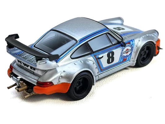RWB 964 #8 "Ichiban Boshi - Martini Racing" Silver Metallic with Stripes 1/64 Diecast Model Car by Model Model Model Model