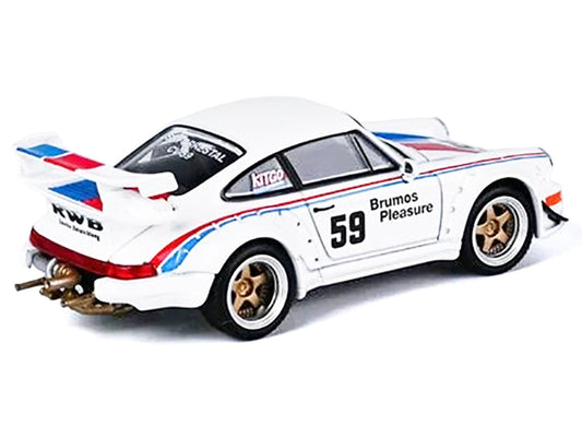 RWB 964 #59 "Brumos Pleasure" White with Red and Blue Stripes "KitGo Base" Series 1/64 Diecast Model Car by Model Model Model Model