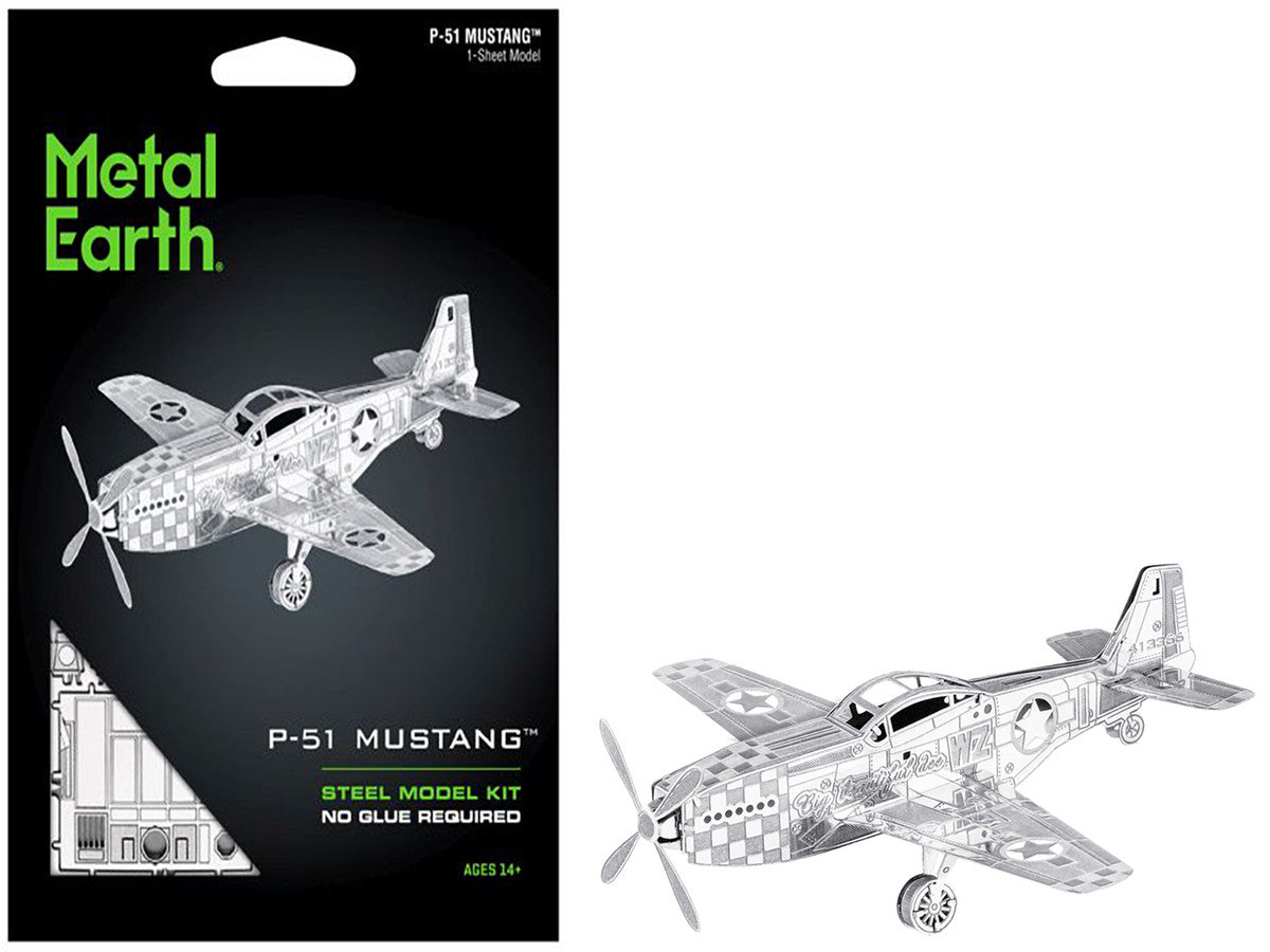 Model Kit North American P-51 Mustang Fighter Aircraft "Big Beautiful Doll" United States Army Air Forces (Easy Difficulty) Steel Model by Metal Earth-4