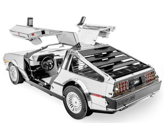 Model Kit DeLorean Brushed Metal (Moderate Difficulty) Steel Model by Metal Earth Metal Earth