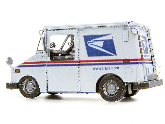 Model Kit LLV Mail Truck White "USPS (United States Postal Service)" (Moderate Difficulty) Steel Model by Metal Earth-1