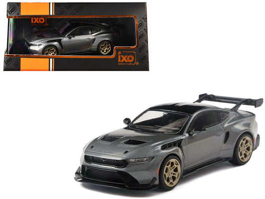 2025 Ford Mustang GTD Gray Metallic with Black Top 1/43 Diecast Model by IXO Models IXO