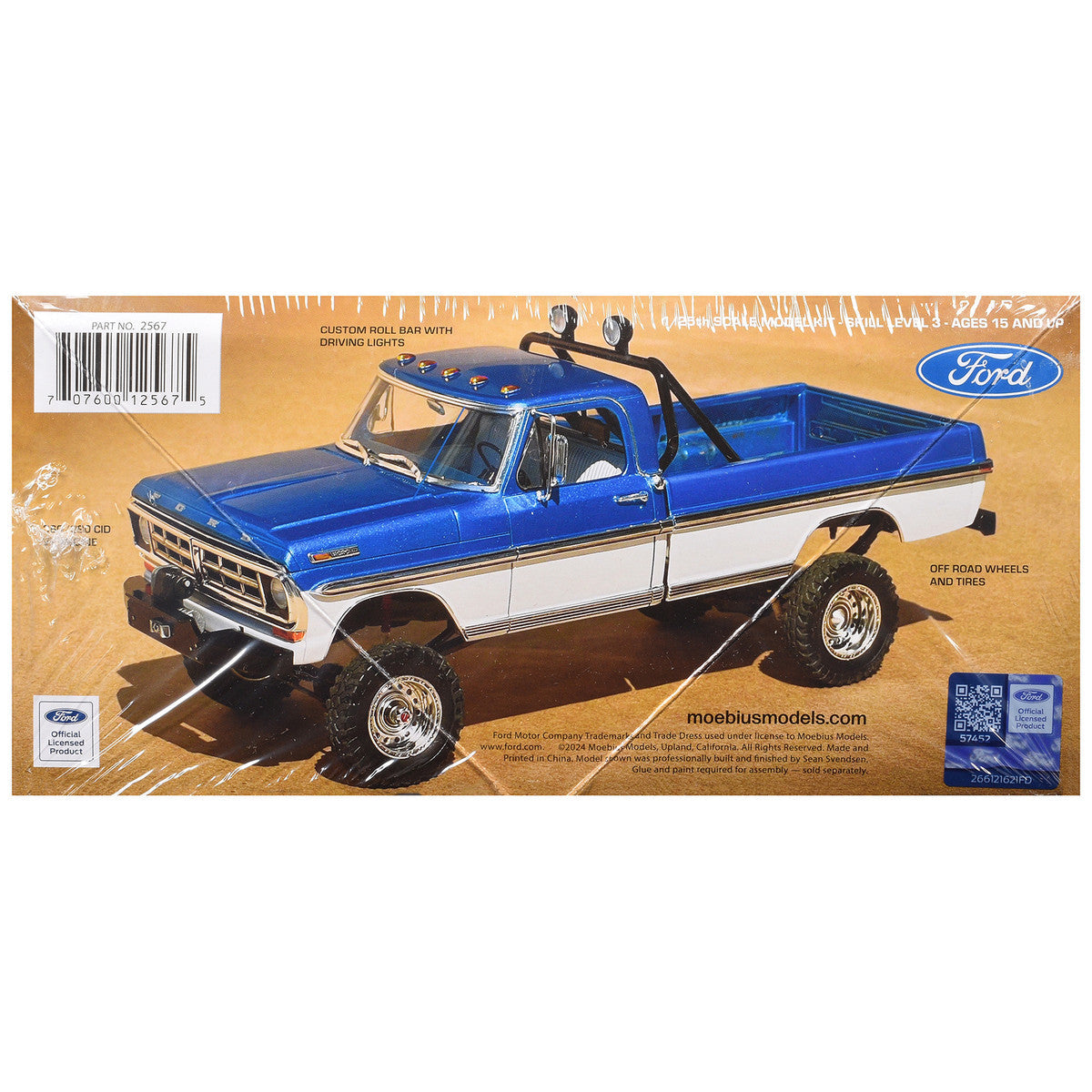 Skill 3 Model Kit 1971 Ford F-250 Custom Lifted 4x4 Pickup Truck 1/25 Scale Model by Moebius Moebius