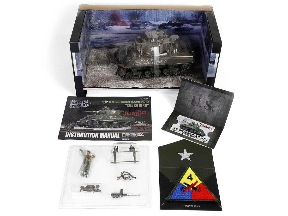 Sherman M4A3E2 (75) “Cobra King” Medium Tank “First in Bastogne” George Smith Patton’s 4th A.Div. 3rd Army Bastogne area (26 December 1944) "Engine Plus" Series 1/32 Diecast Model by Metal Proud Metal Proud