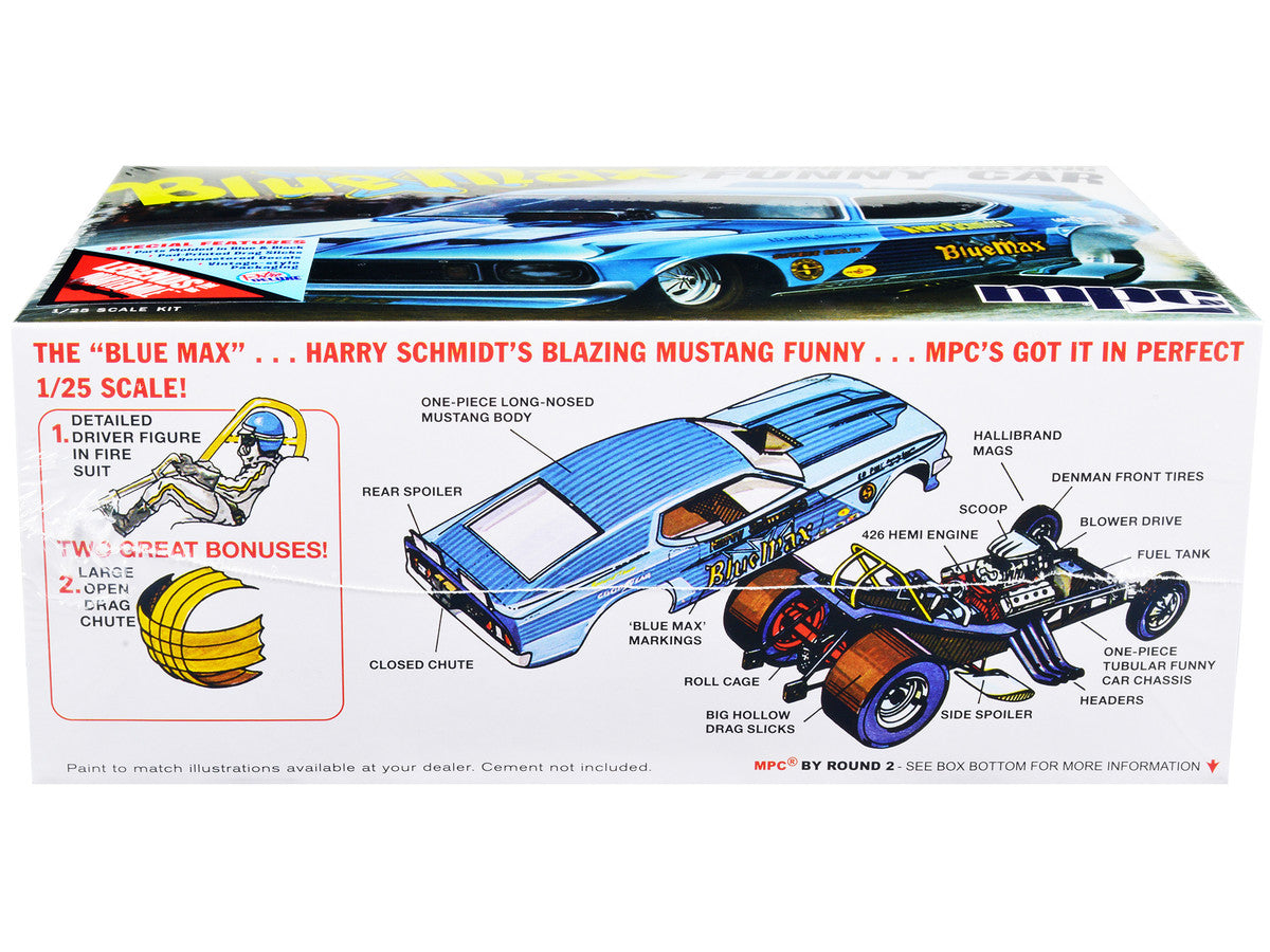 Skill 2 Model Kit "Blue Max" Long Nose Mustang Funny Car 1/25 Scale Model Car by MPC MPC