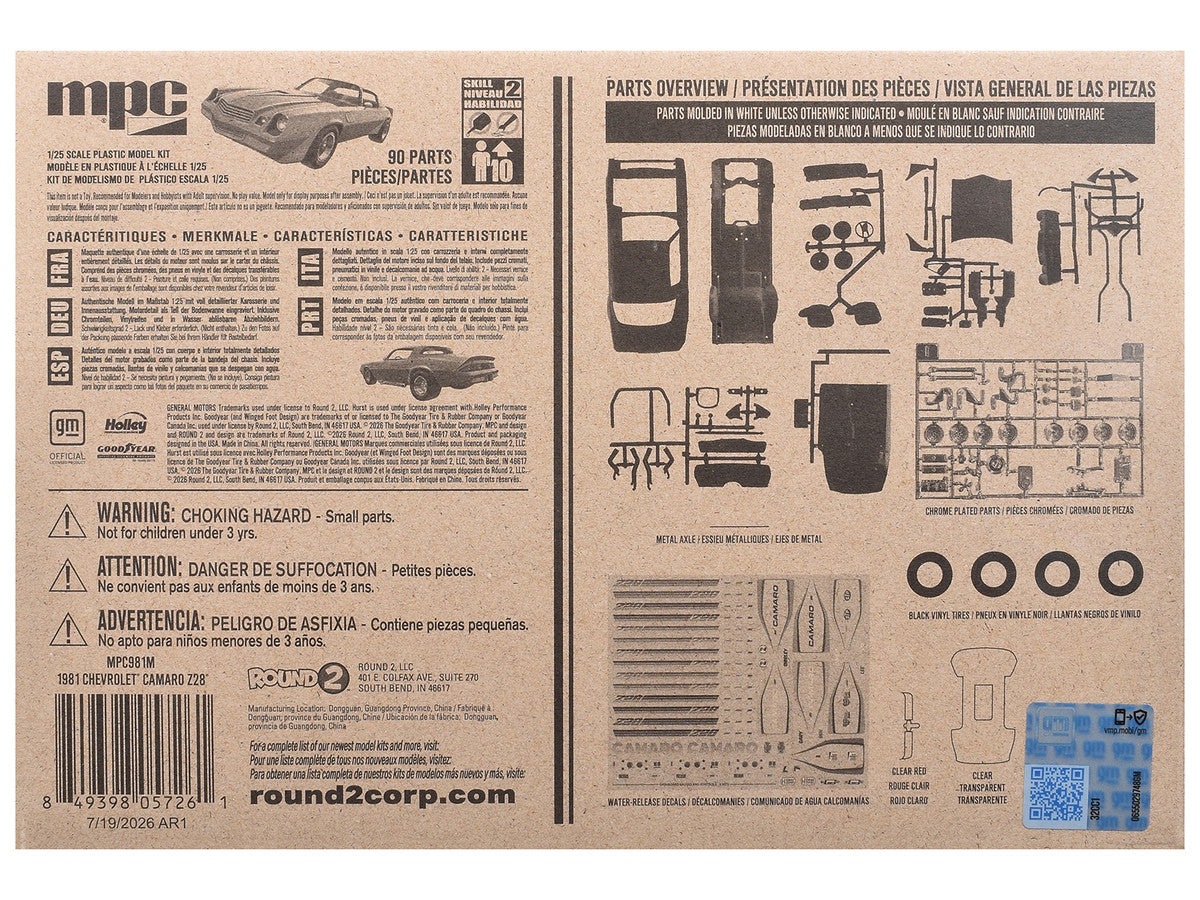 Skill 2 Model Kit 1981 Chevrolet Camaro Z28 1/25 Scale Model by MPC AMT