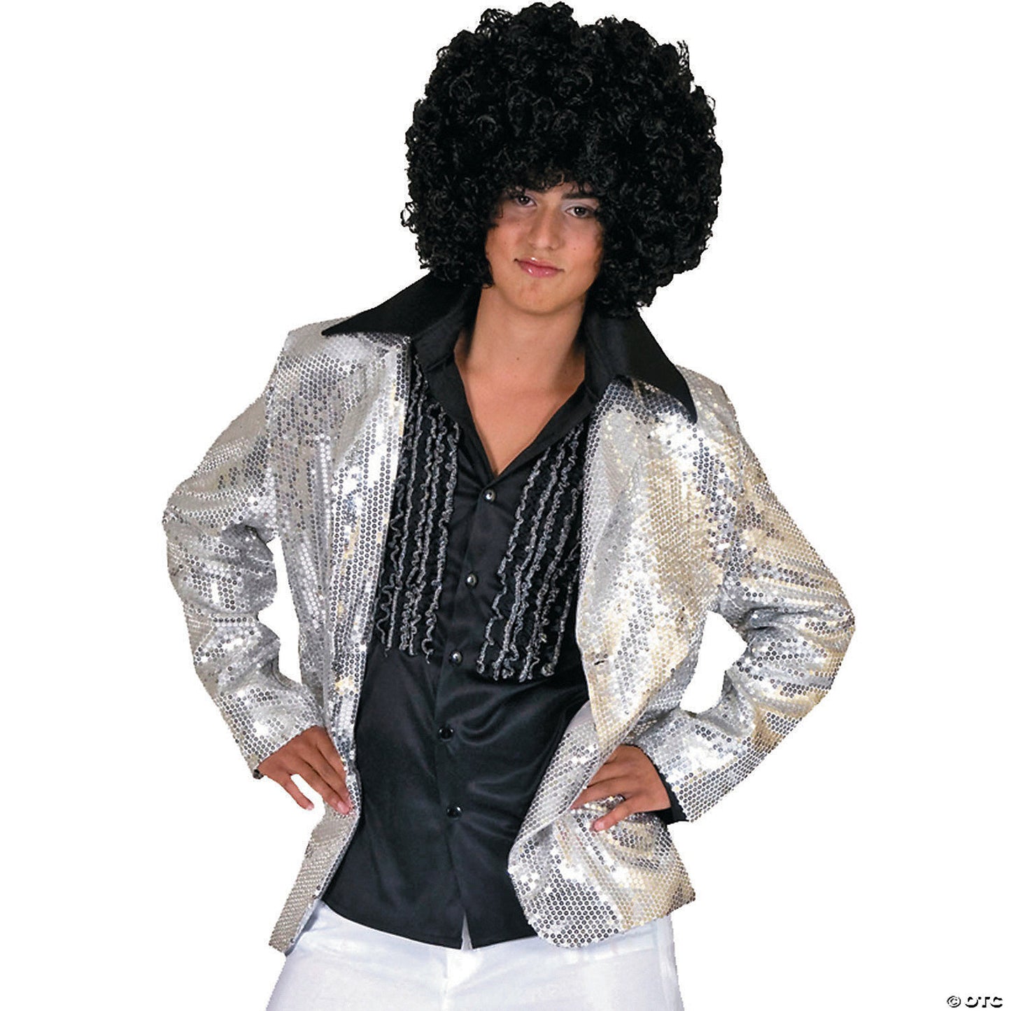 Men s Silver Disco Jacket Costume Large