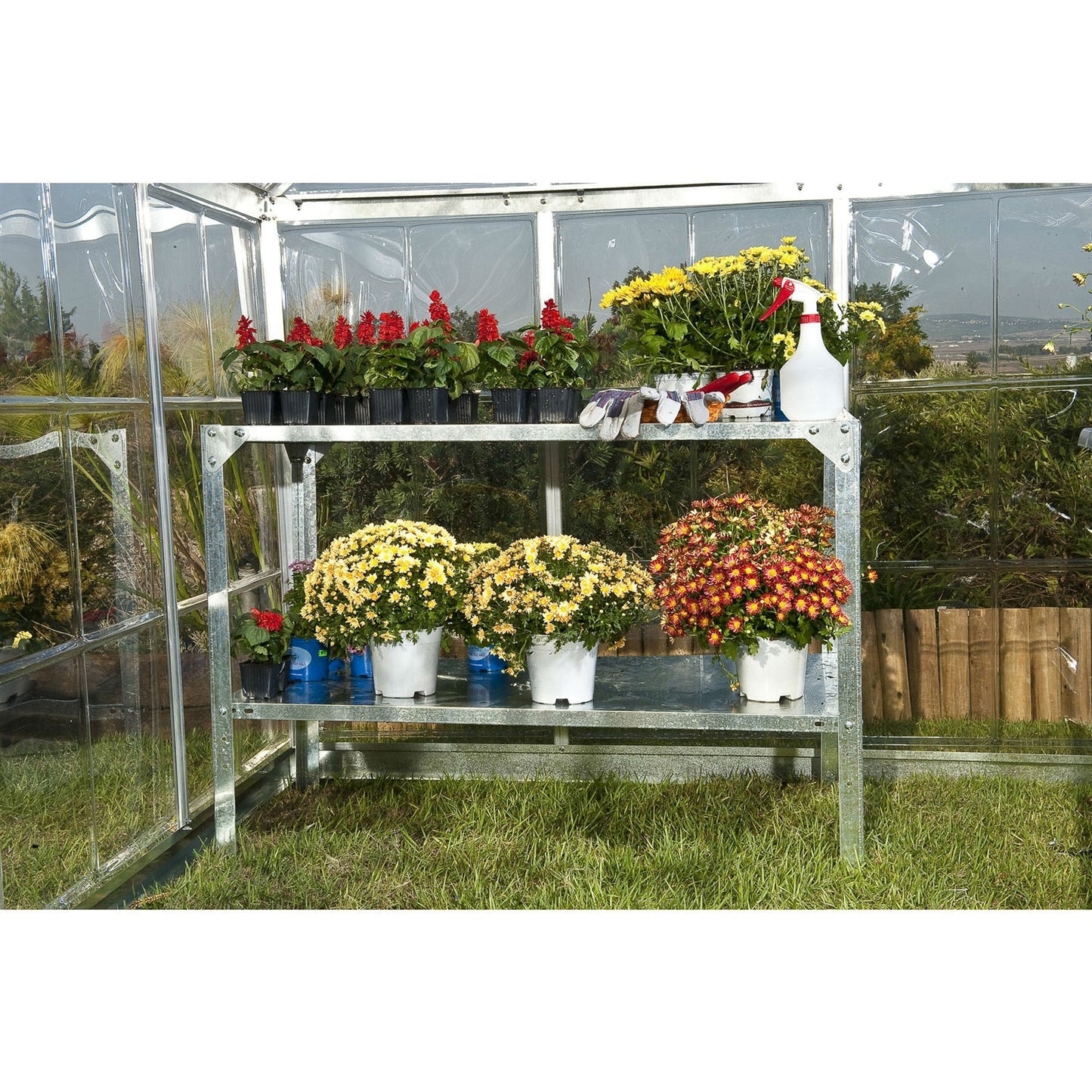 Outdoor Metal Shelving Unit Garden Potting Bench in Sturdy Galvanized Steel FastFurnishings