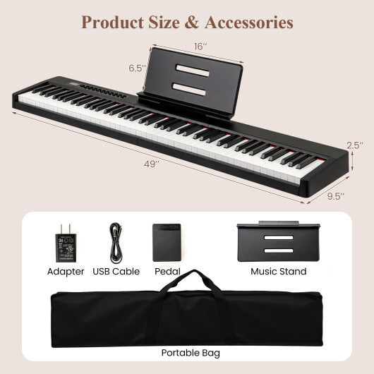 88 Keys Velocity-Sensitive Piano Keyboard with French DREAM Audio Source-Black W2B