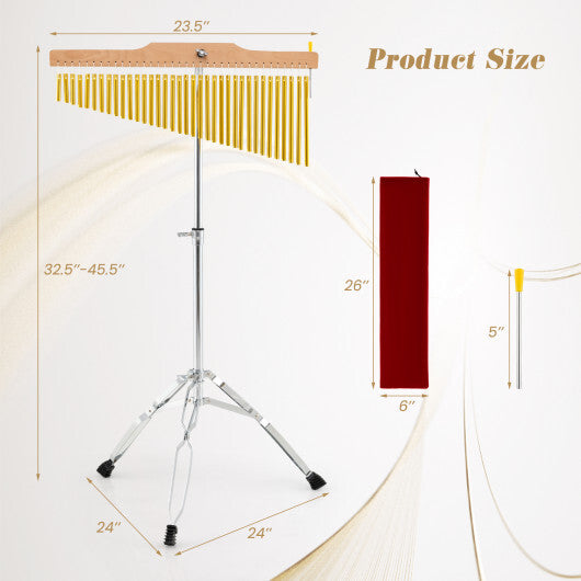 36-Bar Single-Row Chimes Percussion Instrument-Golden W2B