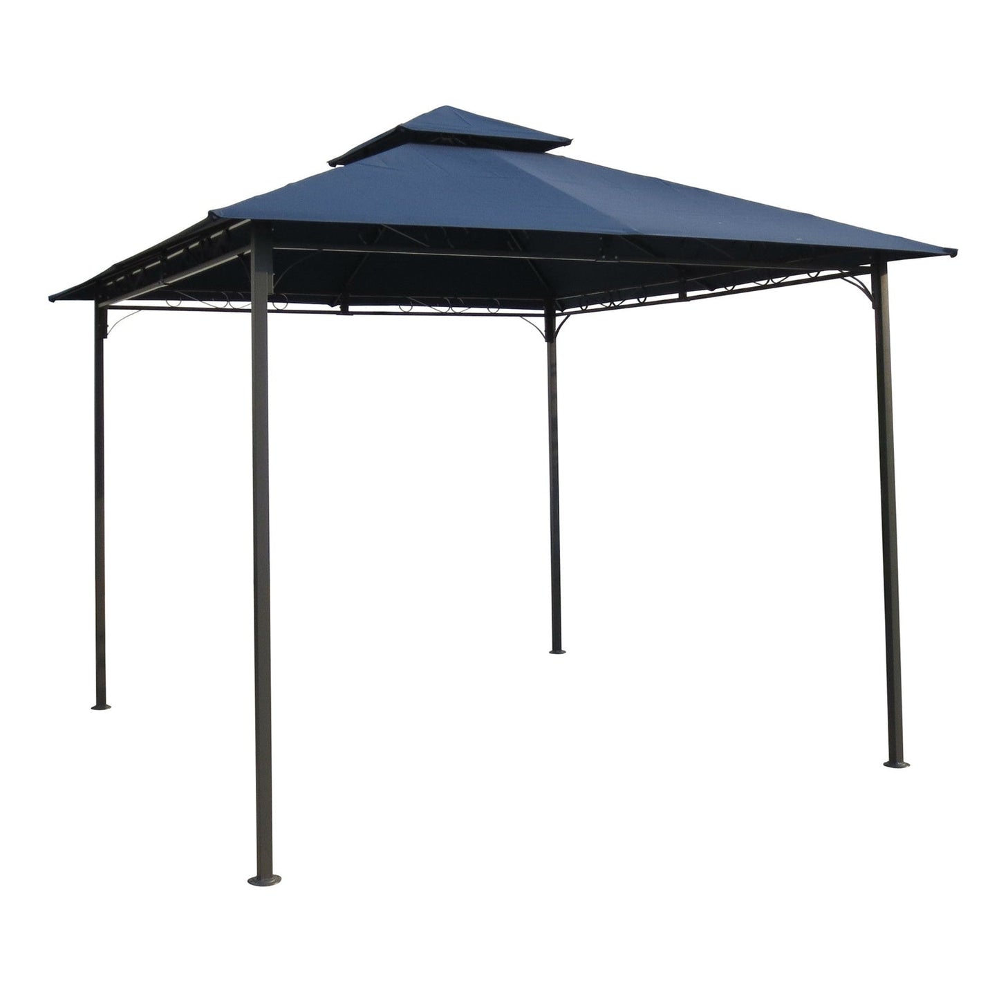 10Ft x 10Ft Outdoor Garden Gazebo with Iron Frame and Navy Blue Canopy FastFurnishings