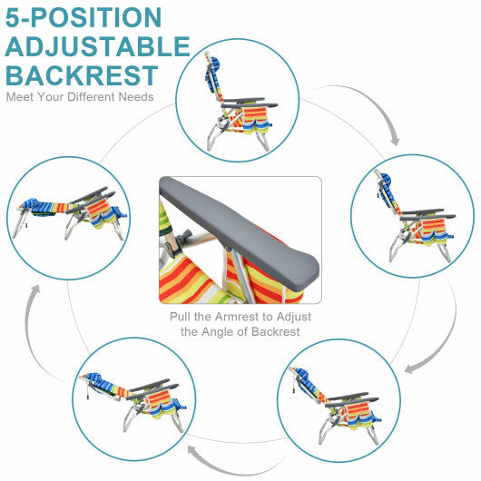 2 Packs 5-Position Outdoor Folding Backpack Beach Table Chair Reclining Chair Set-Yellow - Color: Yellow W2B