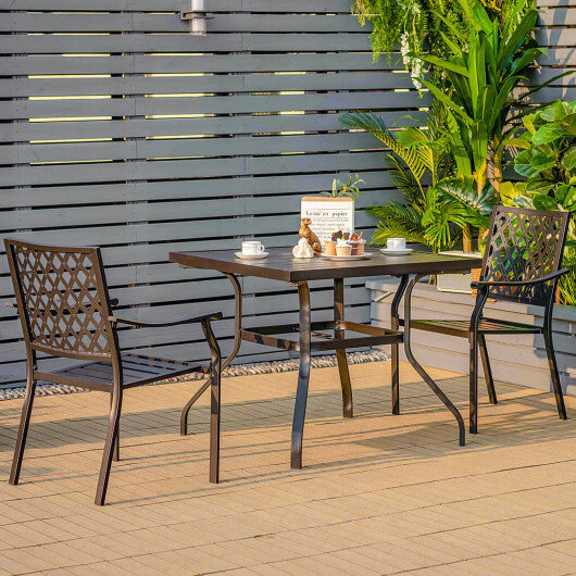 37 Inch Square Patio Dining Table with Umbrella Pole Hole W2B