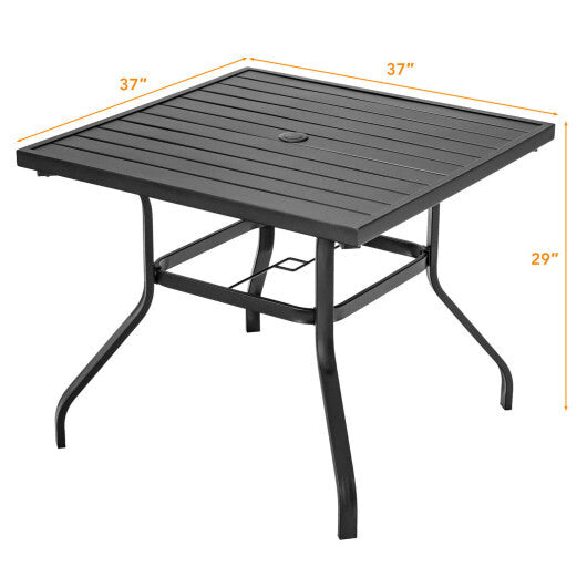 37 Inch Square Patio Dining Table with Umbrella Pole Hole W2B