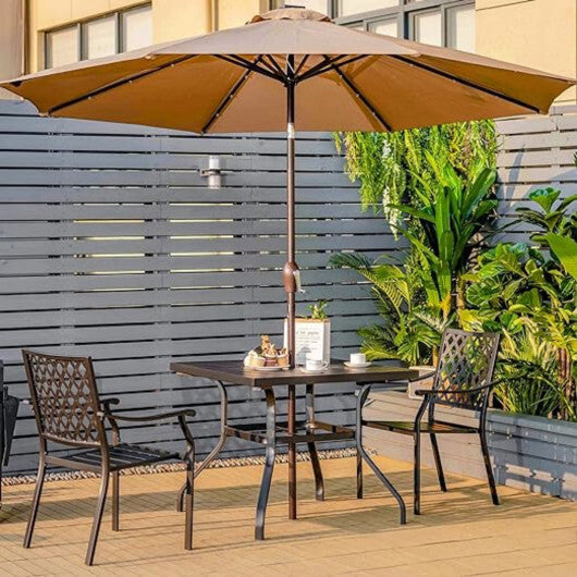 Set of 2 Patio Dining Chairs with Curved Armrests and Reinforced Steel Frame W2B