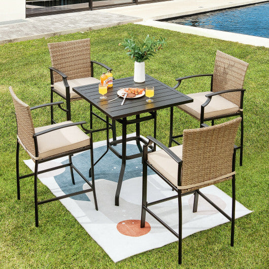 32 Inches Outdoor Steel Square Bar Table with Powder-Coated Tabletop W2B