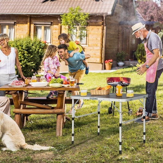Aluminum Grill Table with Iron Mesh Top-Silver W2B