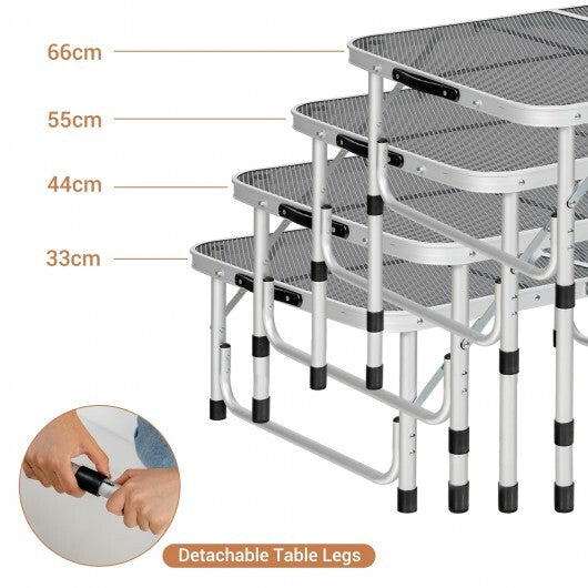 Aluminum Grill Table with Iron Mesh Top-Silver W2B