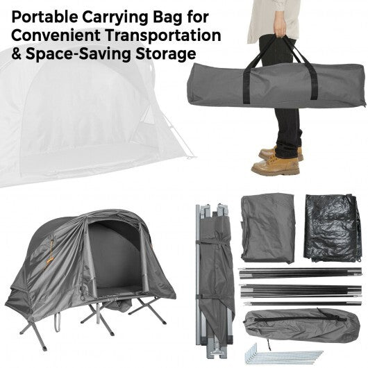 Cot Elevated Compact Tent Set with External Cover-Green