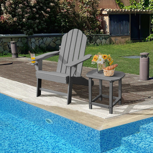 Outdoor Adirondack Chair with Built-in Cup Holder for Backyard Porch-Gray W2B