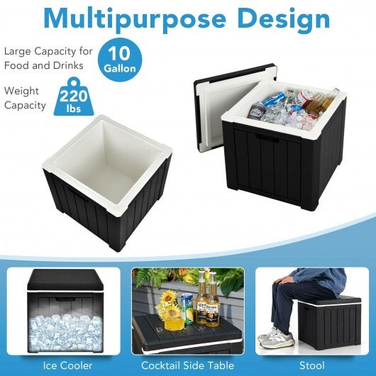 10 4-in-1 Gallon Storage Cooler for Picnic and Outdoor Activities-Black W2B