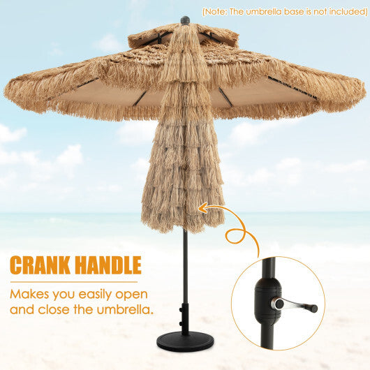 9 Feet Thatched Tiki Umbrella with 8 Ribs W2B