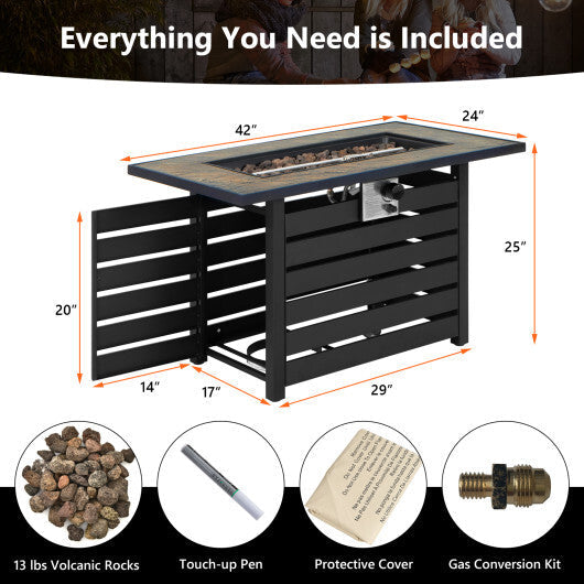 42 Inch 50000 BTU Propane Fire Pit Table with Ore Powder Surface W2B