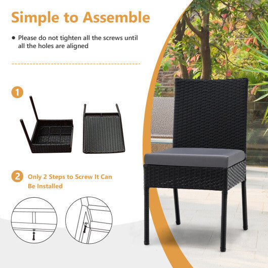Set of 4 Patio Rattan Wicker Dining Chairs Set with Soft Cushions- Brown W2B