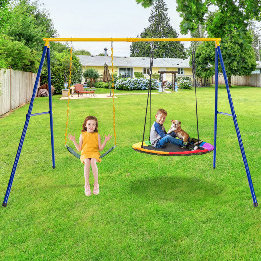 660 LBS Extra-Large A-Shaped Swing Stand with Anti-Slip Footpads (Without Seat)-Yellow W2B