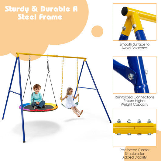 660 LBS Extra-Large A-Shaped Swing Stand with Anti-Slip Footpads (Without Seat)-Yellow W2B