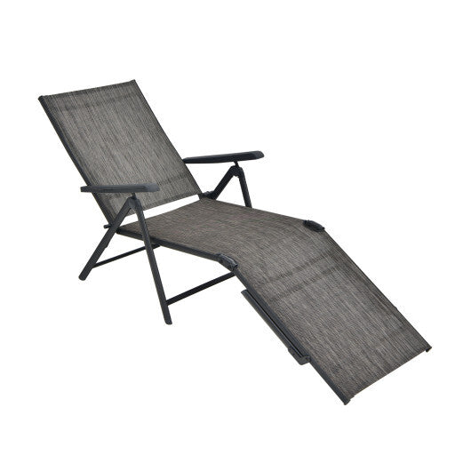 Patio Foldable Chaise Lounge Chair with Backrest and Footrest-Brown W2B