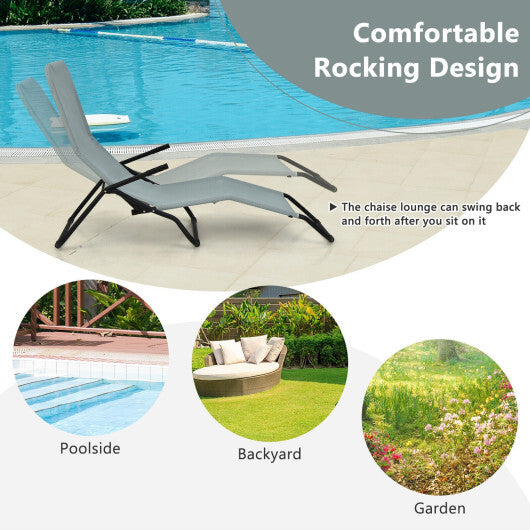 2 Pieces Folding Portable Patio Chaise Lounger with Rocking Design-Light Green - Color: Light Green W2B