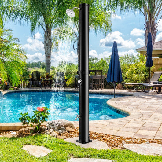 7.2 Feet Solar-Heated Outdoor Shower with Free-Rotating Shower Head-Black W2B