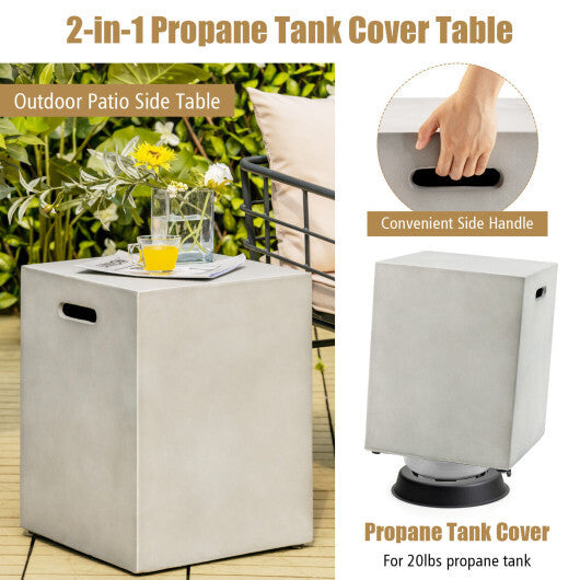 Propane Tank Cover Hideaway Table for Standard 20 Pounds Propane Tank-Gray W2B