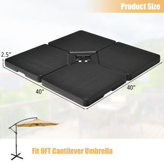 4 Pieces 13L Cantilever Offset Patio Umbrella Base with Easy-Fill Spouts W2B