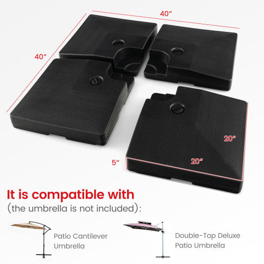 4-Piece 20L Cantilever Offset Patio Umbrella Base W2B
