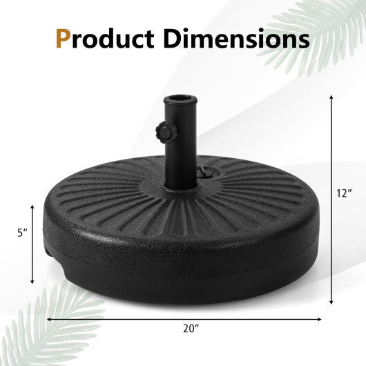 20 Inch Fillable Heavy-Duty Round Umbrella Base Stand W2B