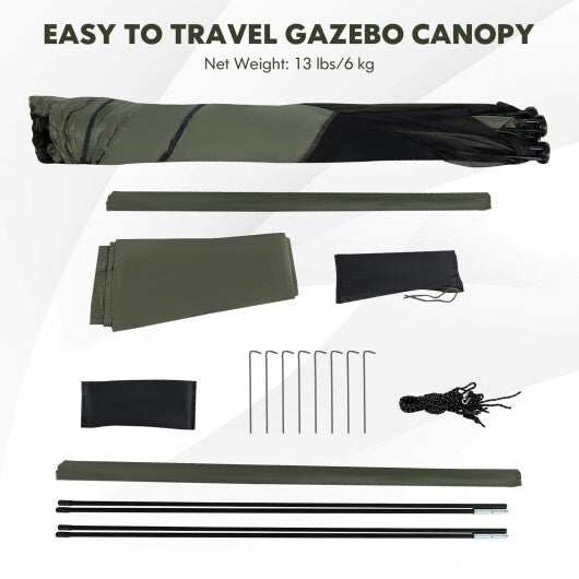 6.7 x 6.7 Feet Pop Up Gazebo with Netting and Carry Bag-Coffee W2B