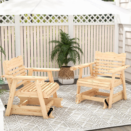 Outdoor Wood Rocking Chair with High Back and Widened Armrests W2B