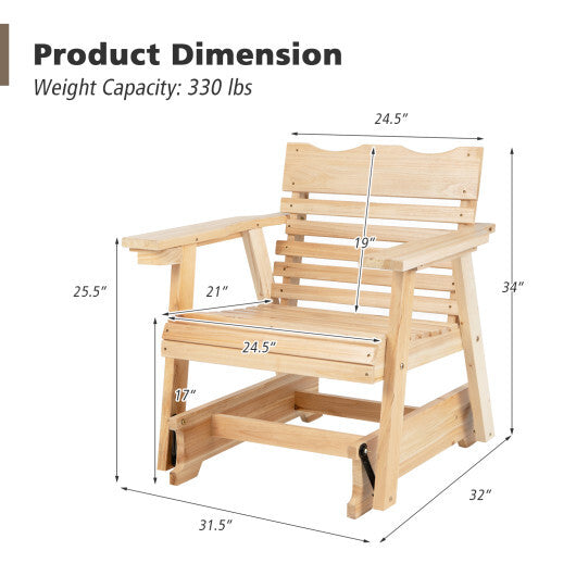 Outdoor Wood Rocking Chair with High Back and Widened Armrests W2B