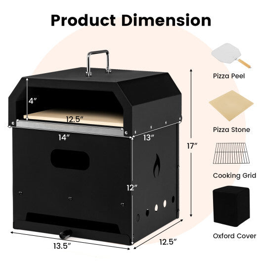 4-in-1 Outdoor Portable Pizza Oven with 12 Inch Pizza Stone W2B