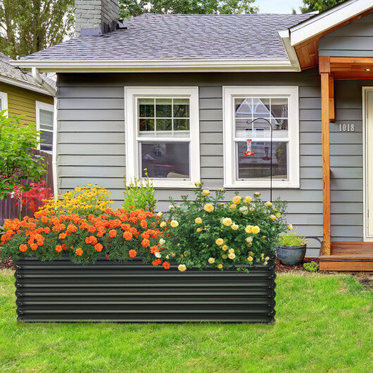 71 Inch Galvanized Metal Raised Garden Bed for Garden Backyard-Dark Gray W2B