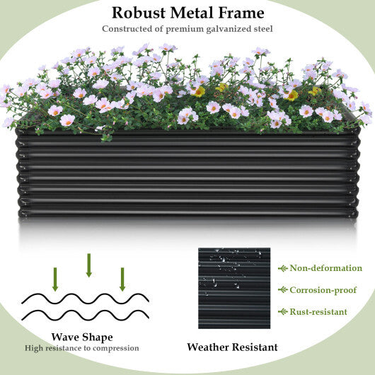 71 Inch Galvanized Metal Raised Garden Bed for Garden Backyard-Dark Gray W2B