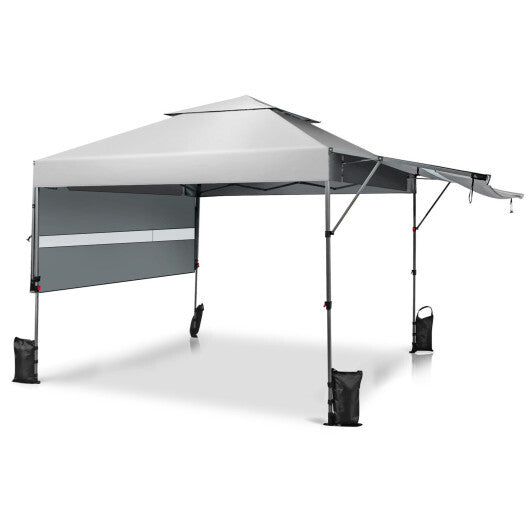 10 x 17.6 Feet Outdoor Instant Pop-up Canopy Tent with Dual Half Awnings-Pink W2B
