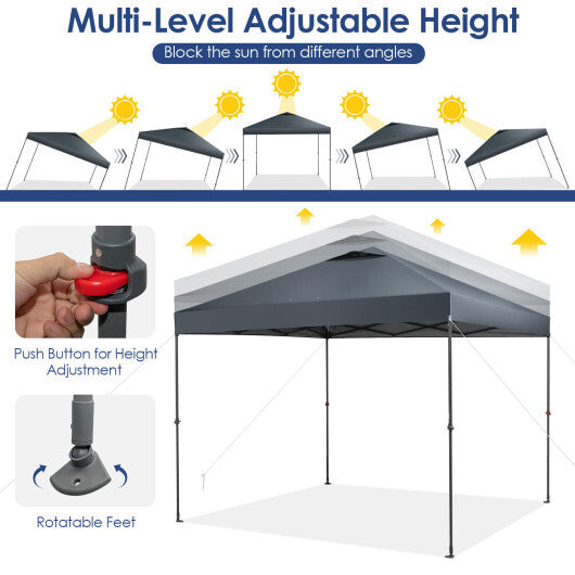 10 x 10 Feet Foldable Outdoor Instant Pop-up Canopy with Carry Bag-Gray - Color: Gray W2B