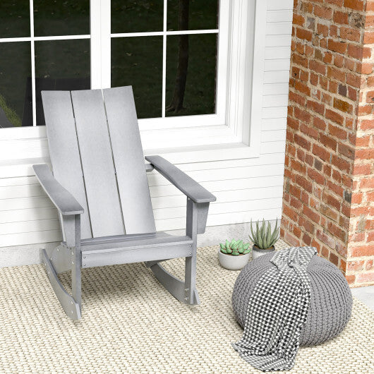 Adirondack Rocking Chair with Curved Back for Balcony-Gray W2B