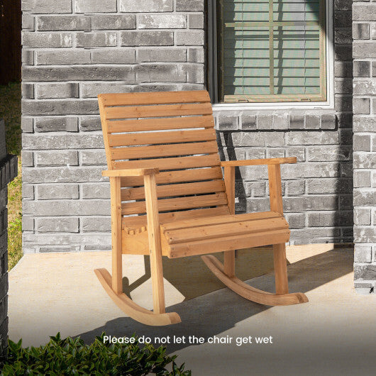 Outdoor Fir Wood Rocking Chair with High Backrest W2B