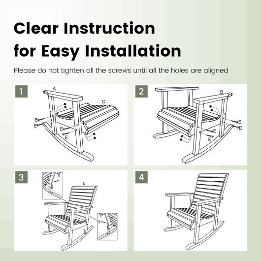 Outdoor Fir Wood Rocking Chair with High Backrest W2B