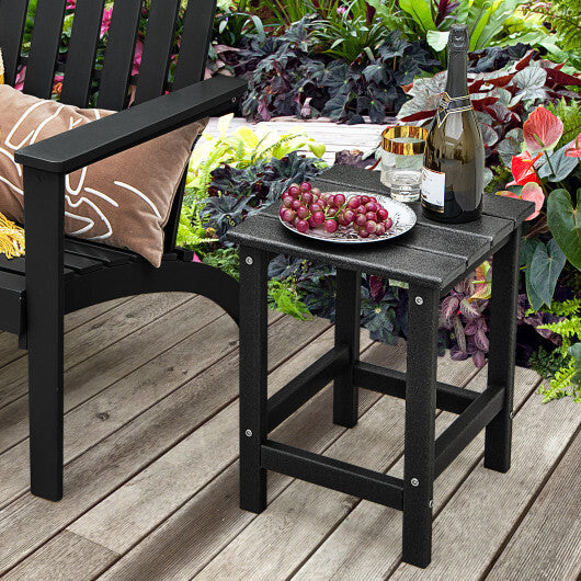Set of 2 14 Inch Square Weather-Resistant Adirondack Side Table-Black W2B
