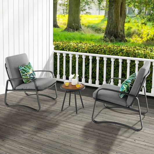 3 Pieces Patio Bistro Conversation Set with Waterproof DPC Tabletop W2B